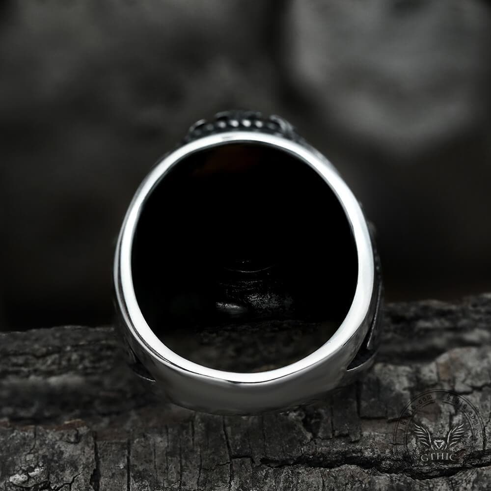 Vintage Pattern Turquoise Tiger-Eye Stainless Steel Ring