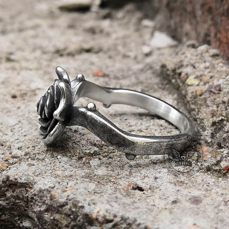 Vintage Rose Stainless Steel Gothic Ring