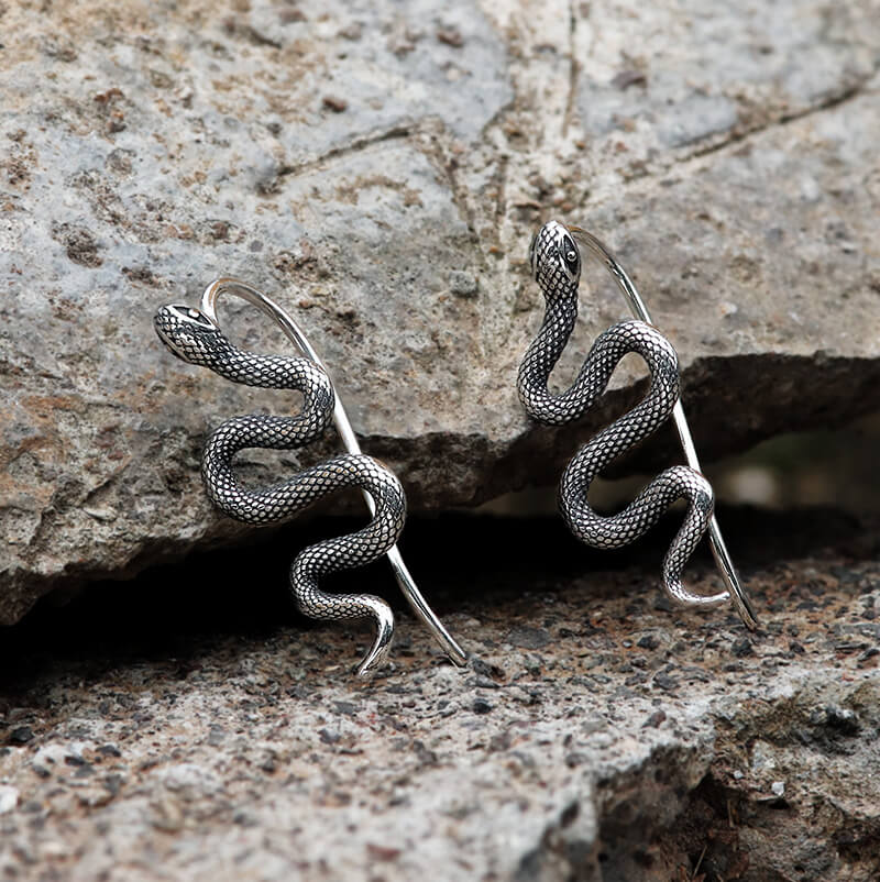 Vintage Snake Stainless Steel Ear Climber Cuffs