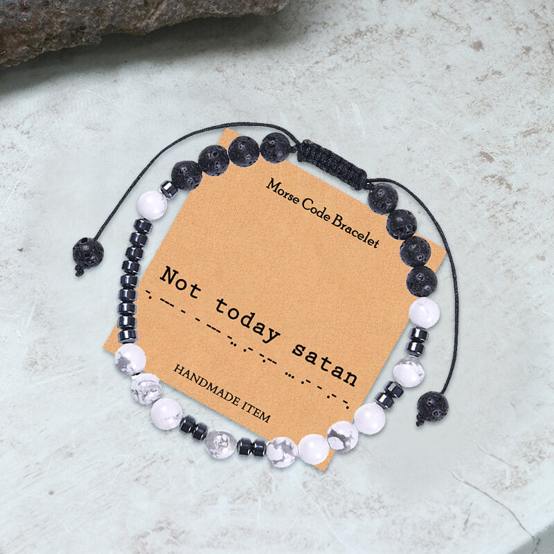 White Turquoise Morse Code Braided Bracelet