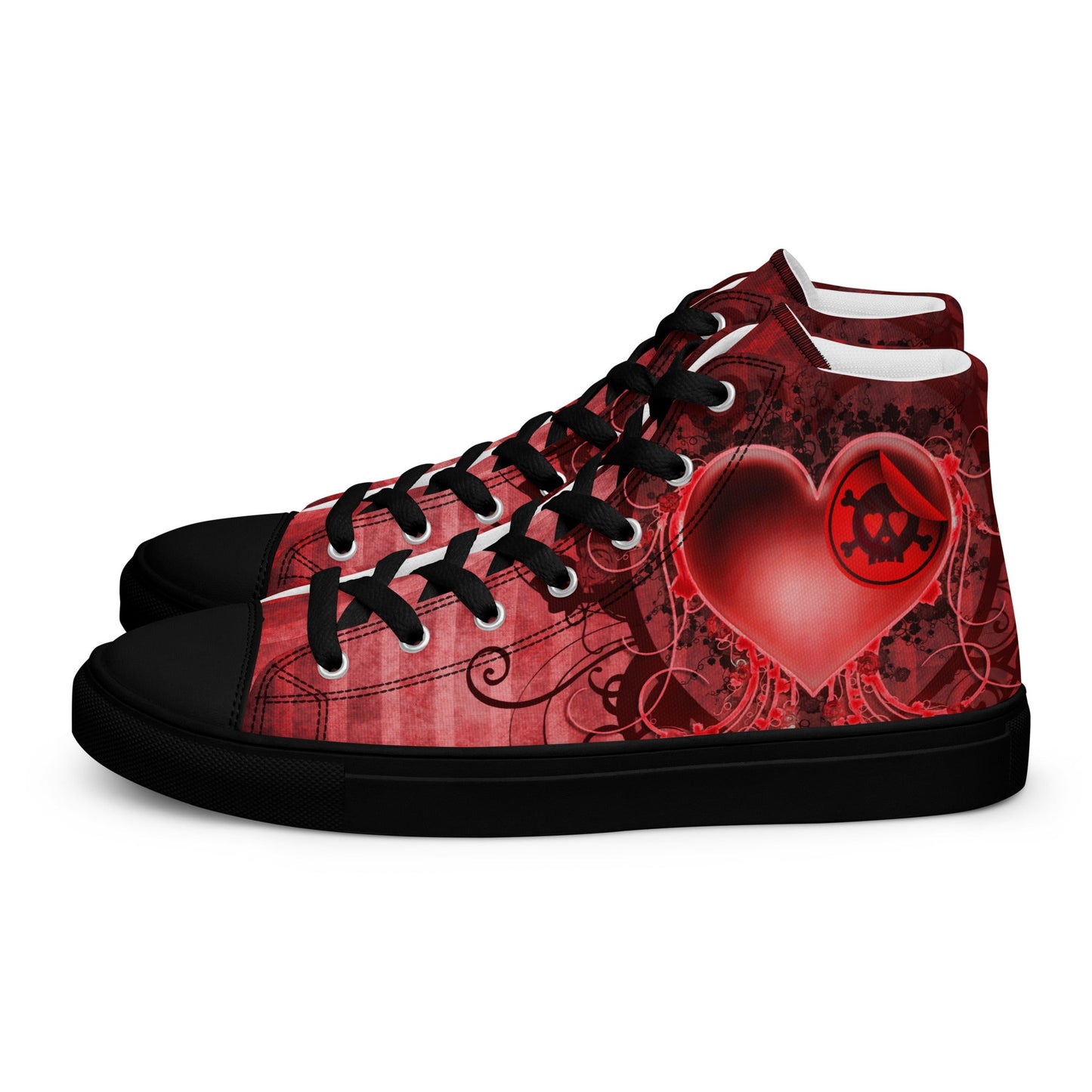 Gothic Skull and Heart Women’s High Top Canvas Shoes