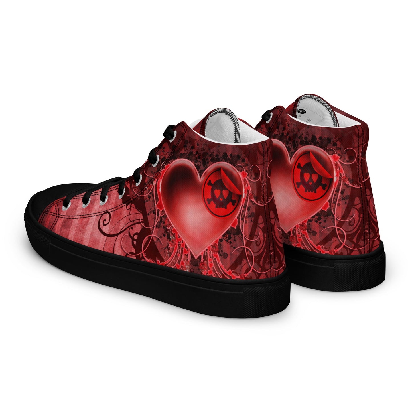 Gothic Skull and Heart Women’s High Top Canvas Shoes