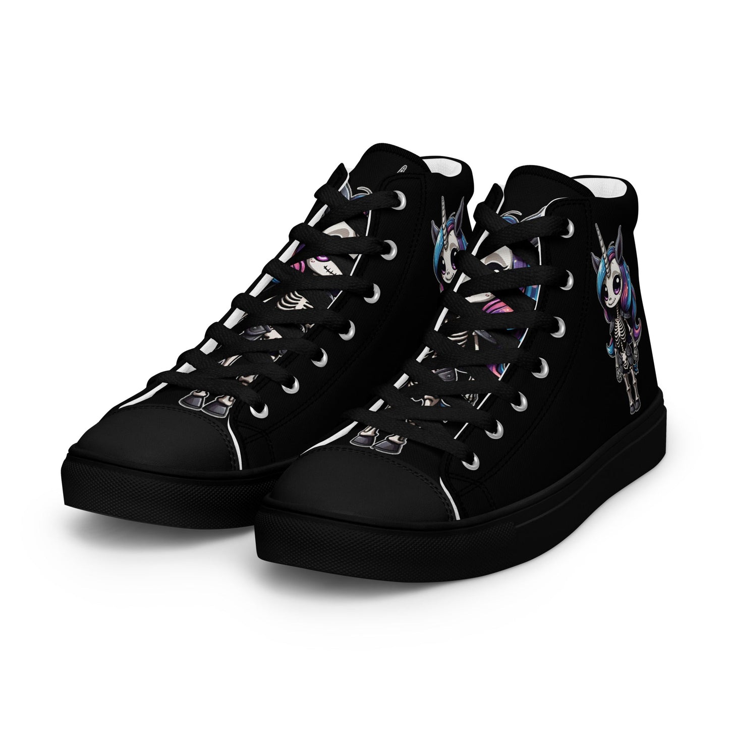 Skeleton Unicorn Women’s High Top Canvas Shoes