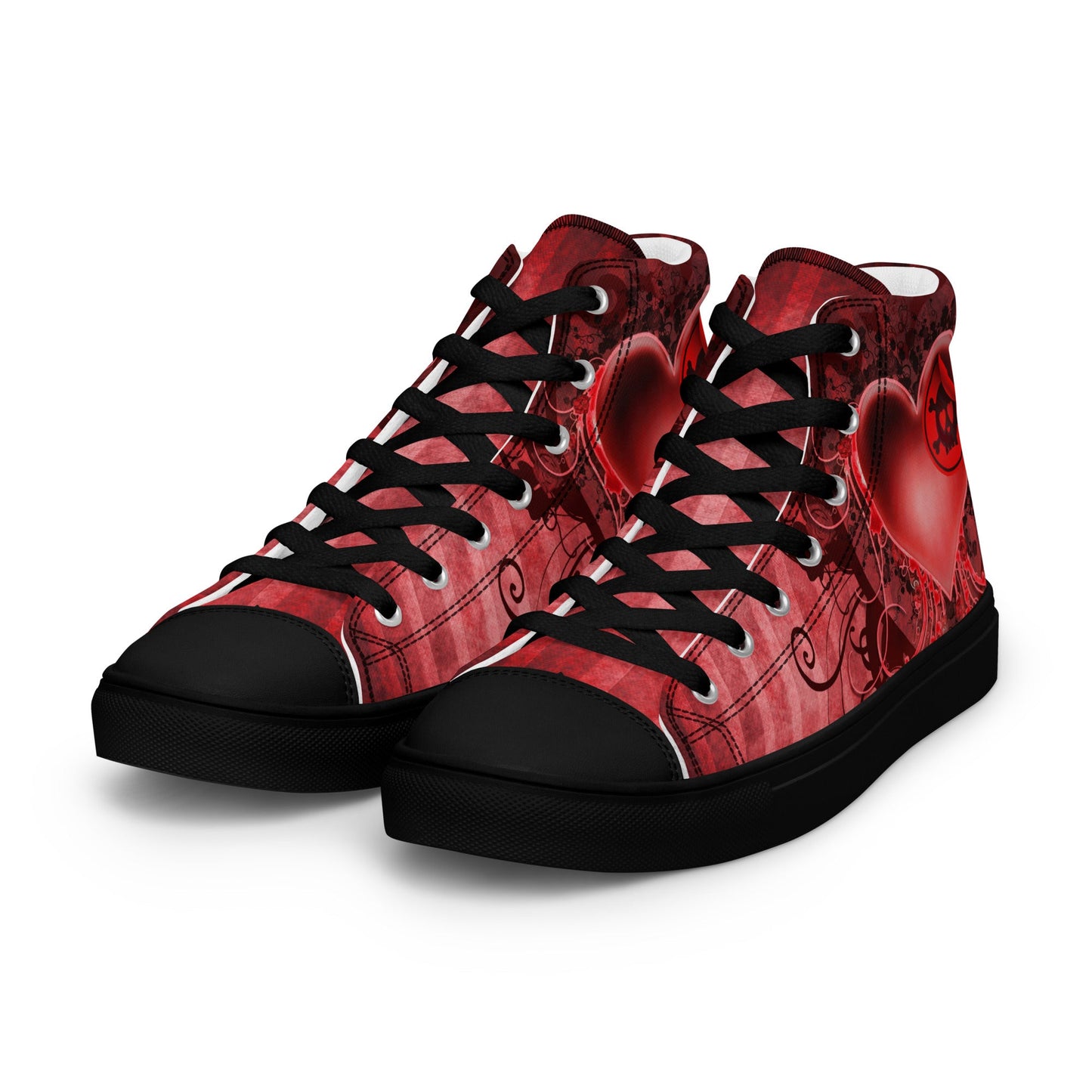 Gothic Skull and Heart Women’s High Top Canvas Shoes