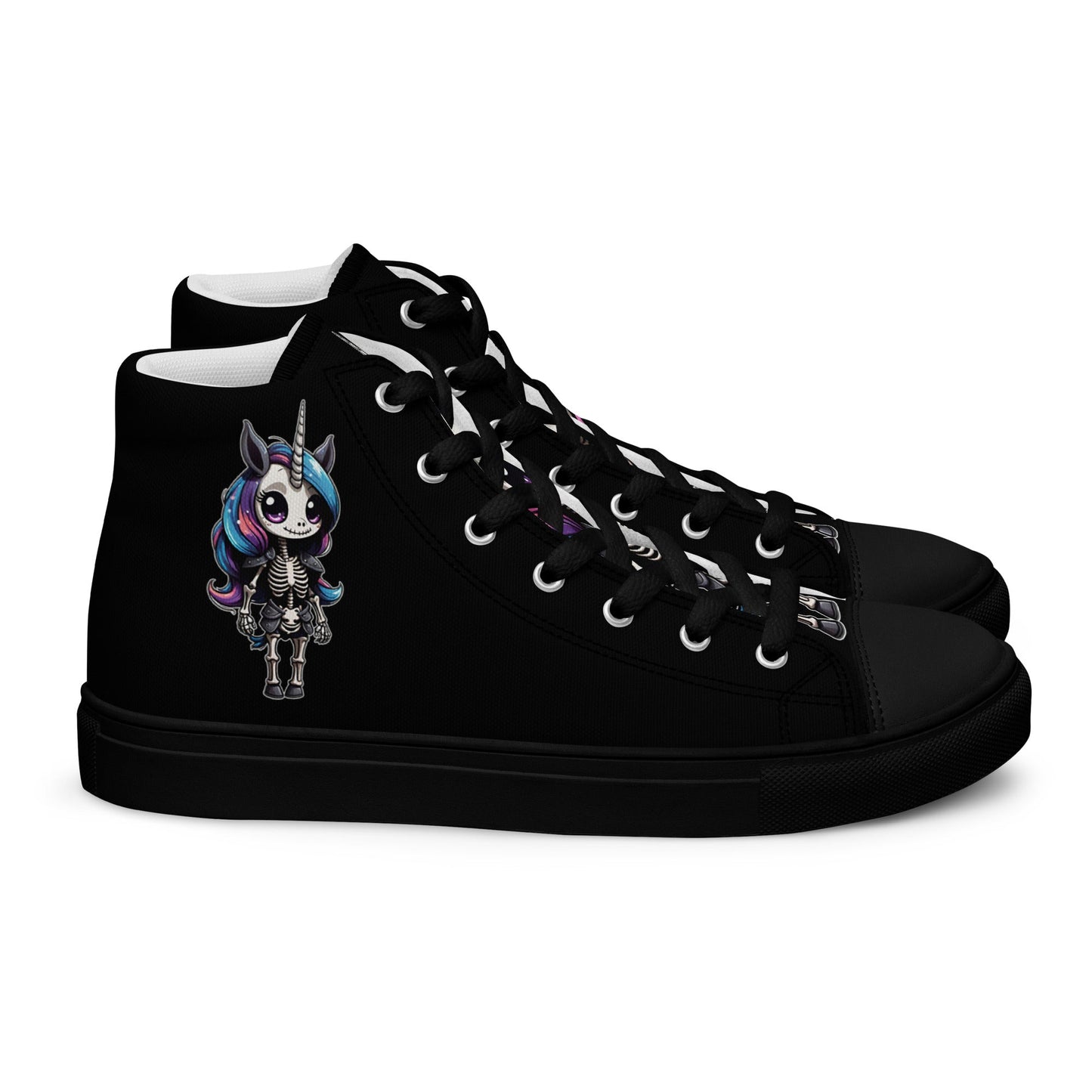 Skeleton Unicorn Women’s High Top Canvas Shoes