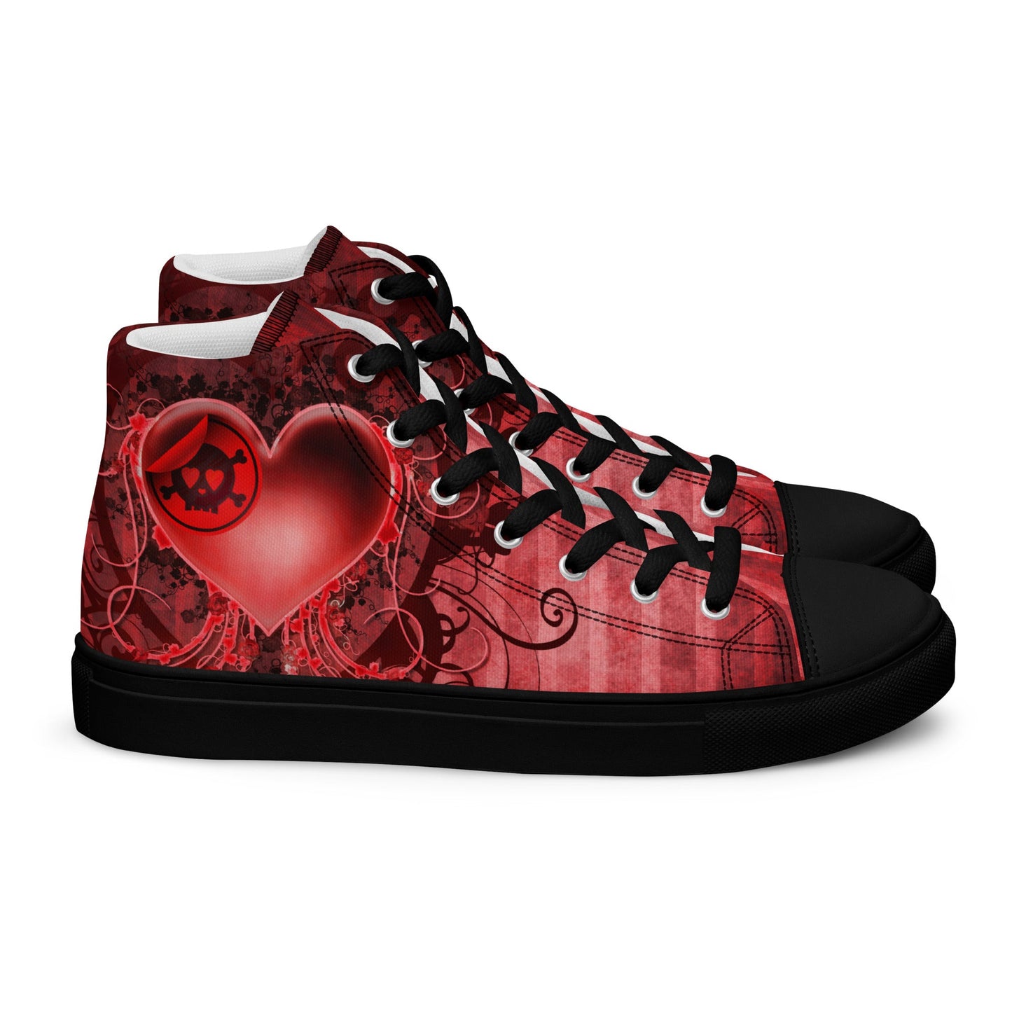 Gothic Skull and Heart Women’s High Top Canvas Shoes