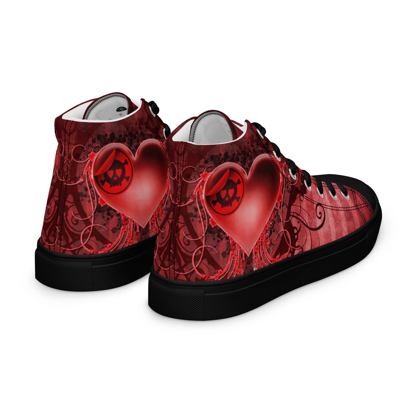 Gothic Skull and Heart Women’s High Top Canvas Shoes