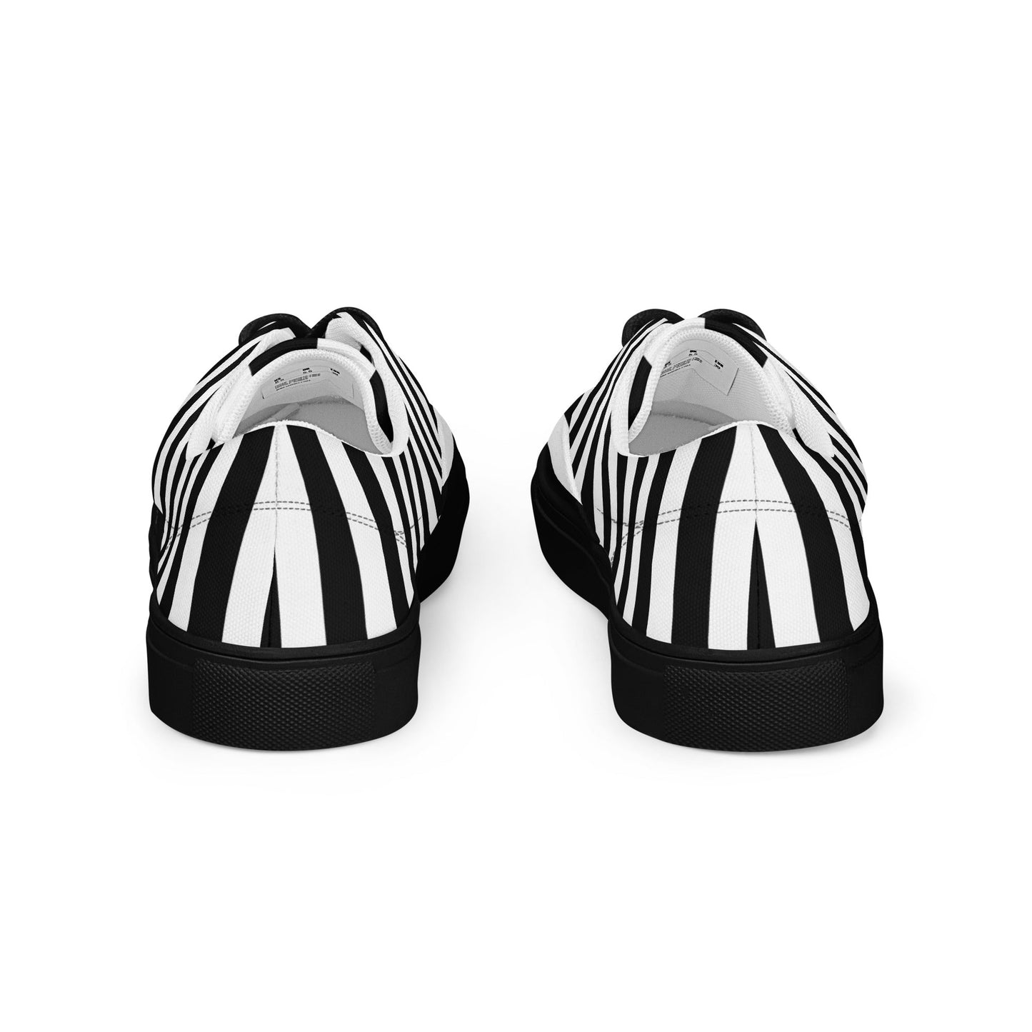 Black and White Striped Women’s Lace-up Canvas Shoes