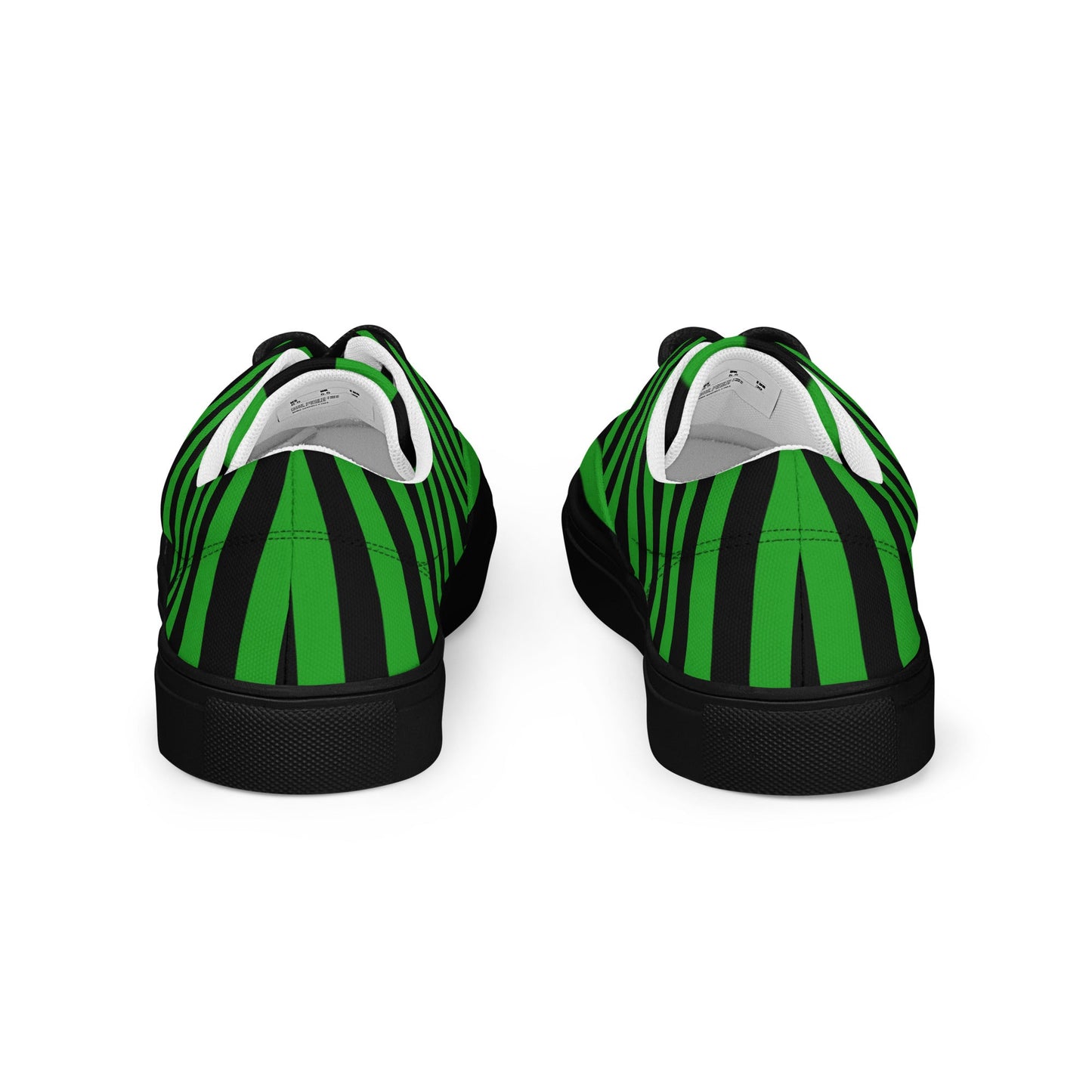 Black and Green Striped Women’s Lace-up Canvas Shoes