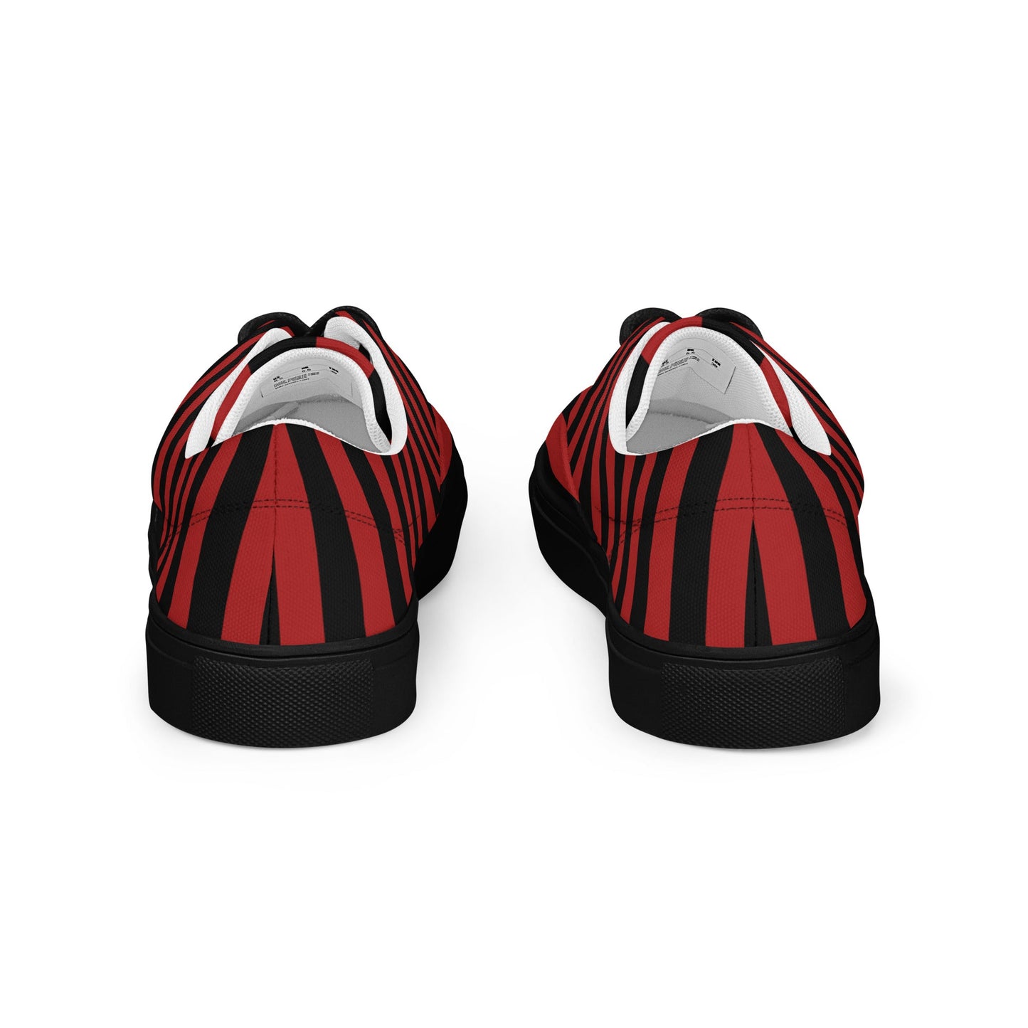 Black and Red Striped Women’s Lace-up Canvas Shoes
