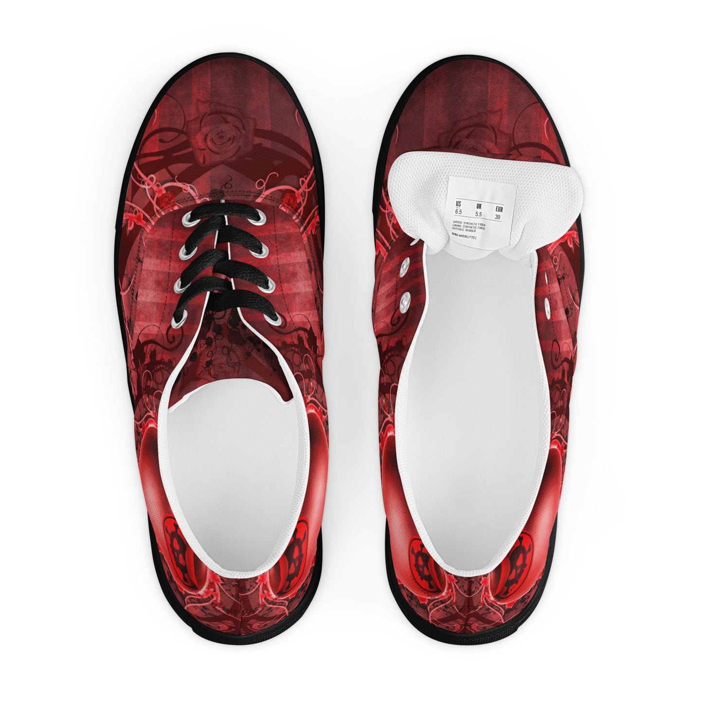 Gothic Skull and Heart Women’s Lace-up Canvas Shoes