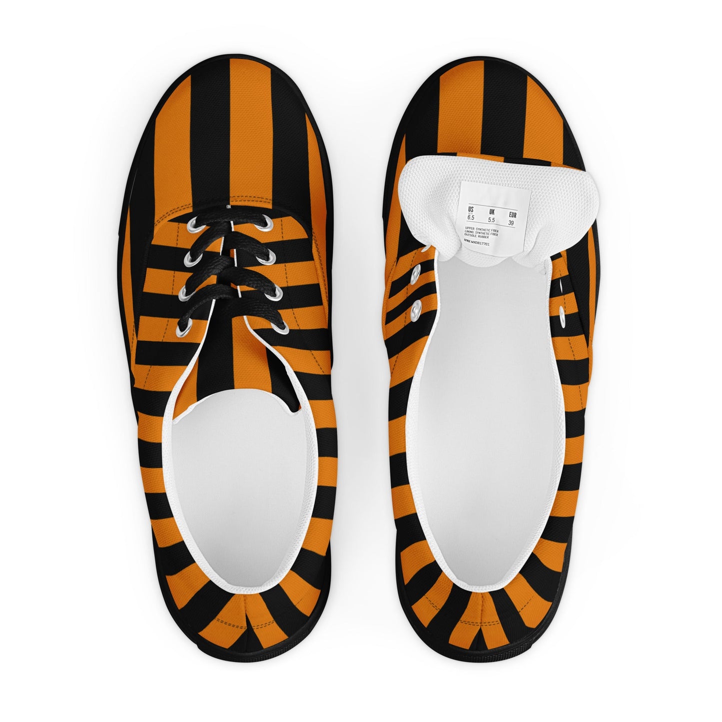 Black and Orange Striped Women’s Lace-up Canvas Shoes