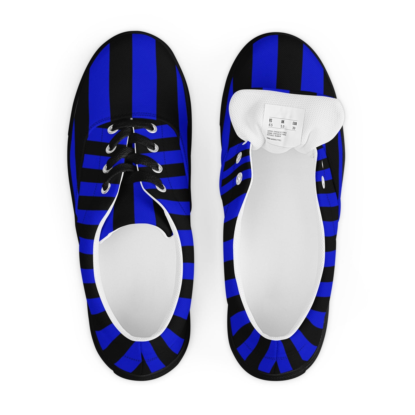 Black and Blue Striped Women’s Lace-up Canvas Shoes
