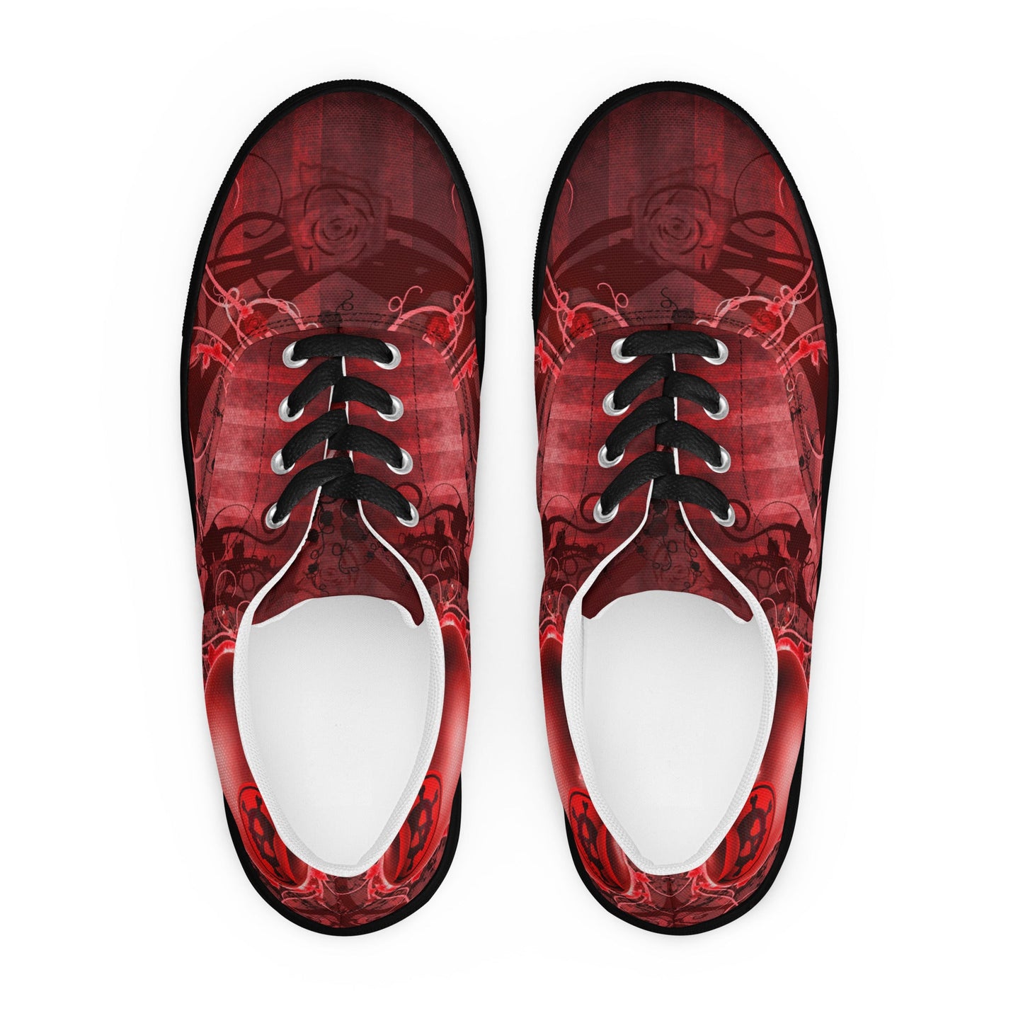 Gothic Skull and Heart Women’s Lace-up Canvas Shoes