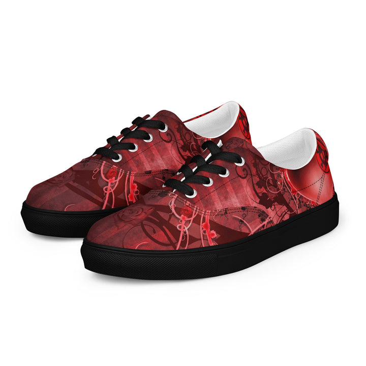 Gothic Skull and Heart Women’s Lace-up Canvas Shoes